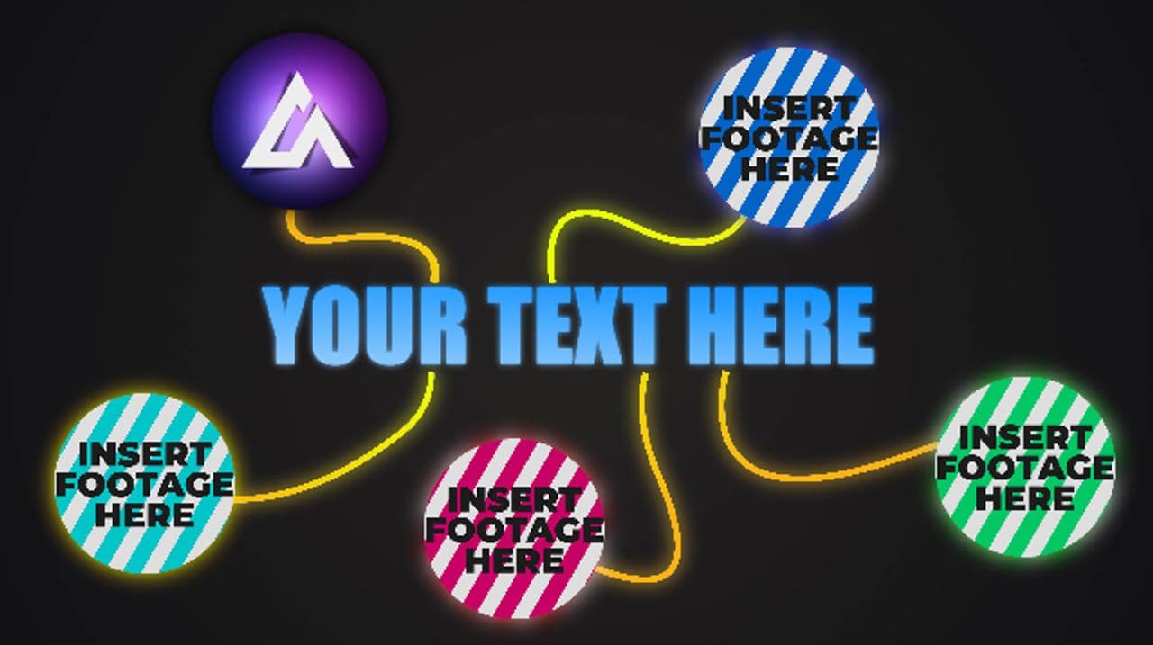 template Blue Gradient Text with Glowing Lines to 5-Logo Reveal preview