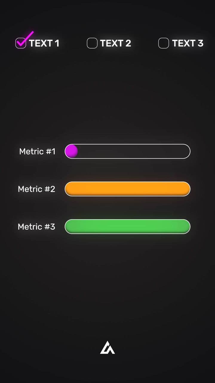template Interactive Metrics Comparison with 3 Topics and Progress Bars preview