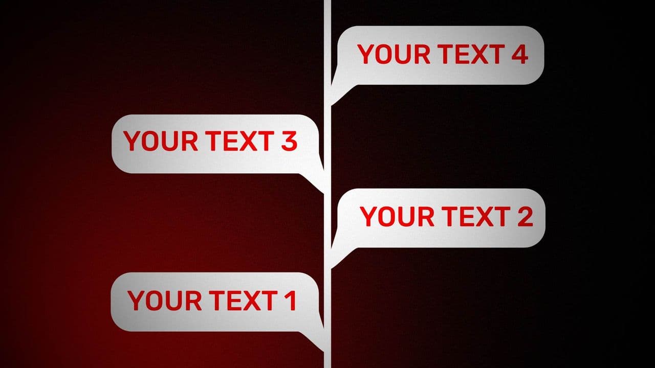 template 4-Step Branch Flowchart Animation | Split Text Reveal with Center Line preview