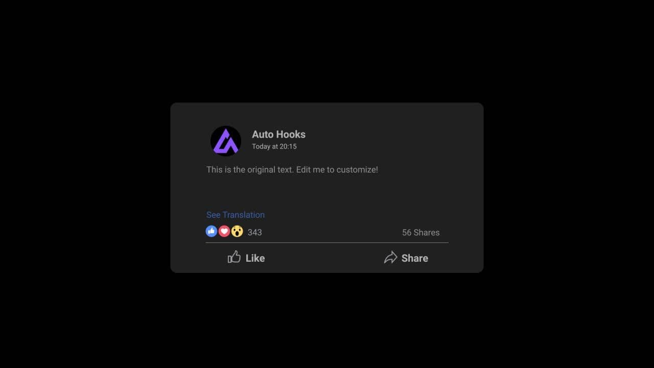 template Animated Facebook Post Mockup Black Version preview