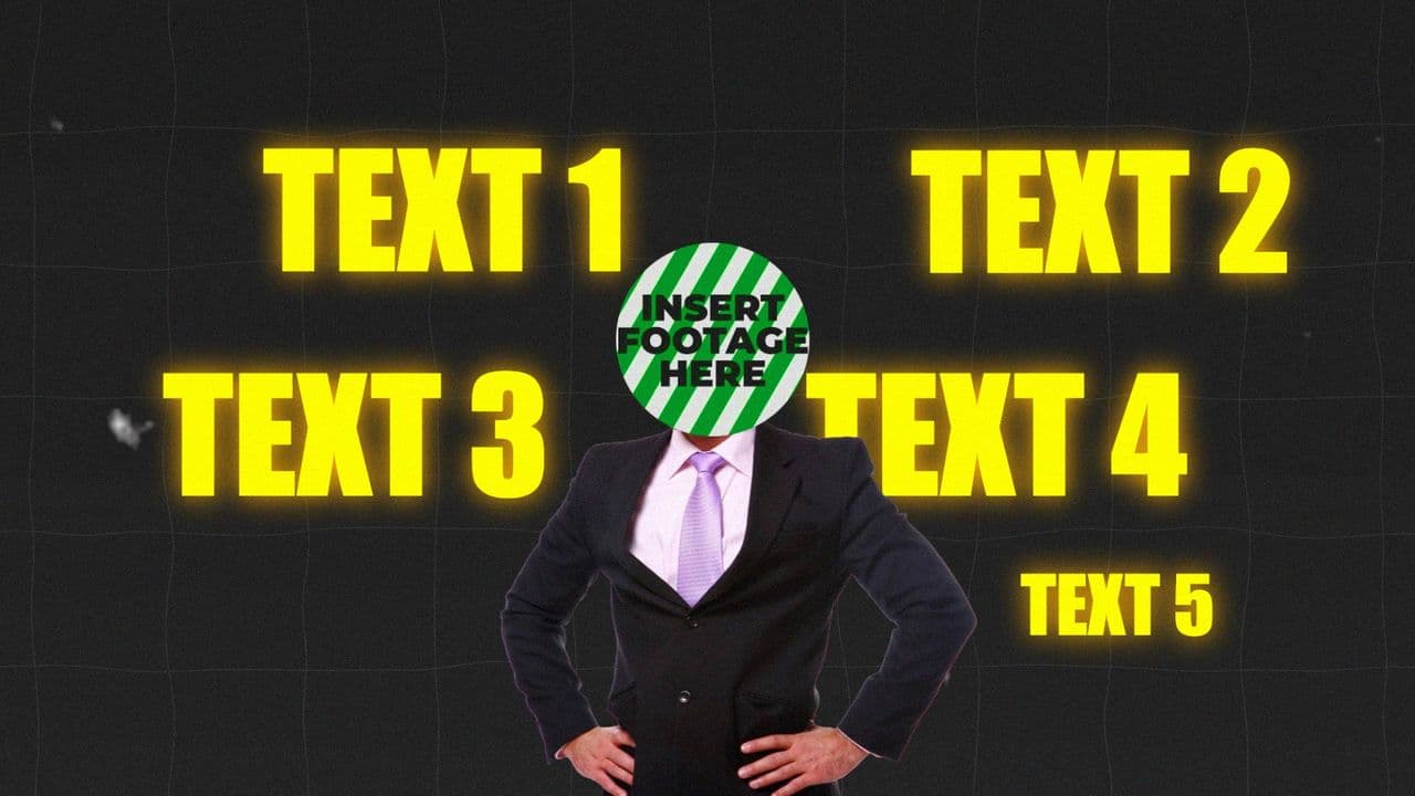 template Animated Character with 5 Glowing Text Highlights preview