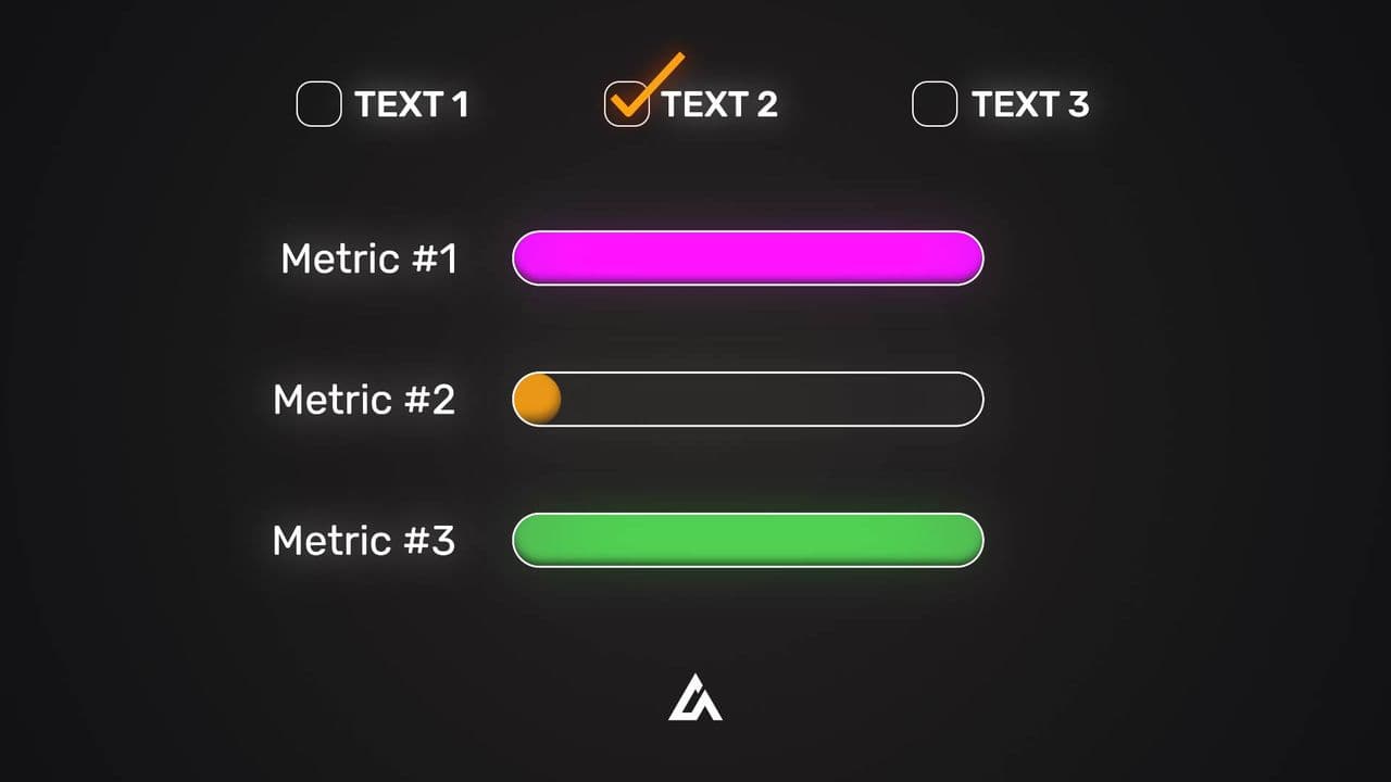 template Interactive Metrics Comparison with 3 Topics and Progress Bars preview